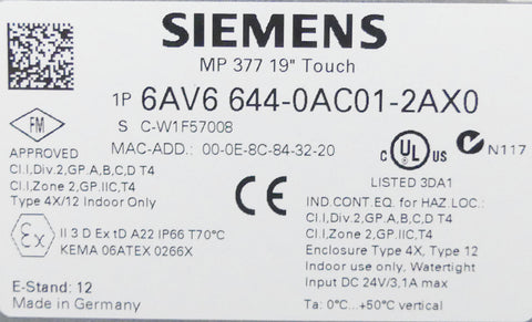 SIEMENS 6AV6644-0AC01-2AX0