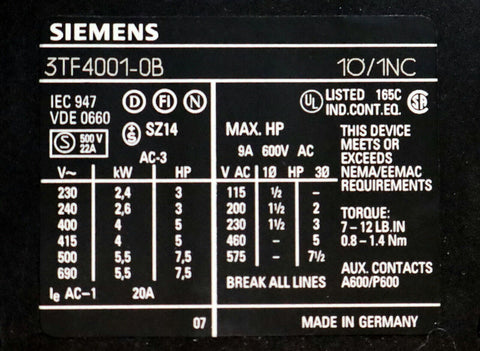 SIEMENS  3TB4001-0BM4