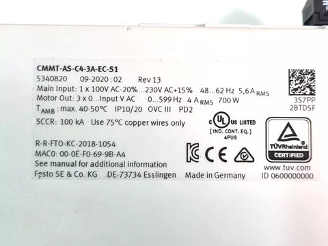 FESTO CMMT-AS-C4-3A-EC-S1