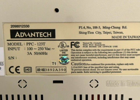 ADVANTECH PPC-123T