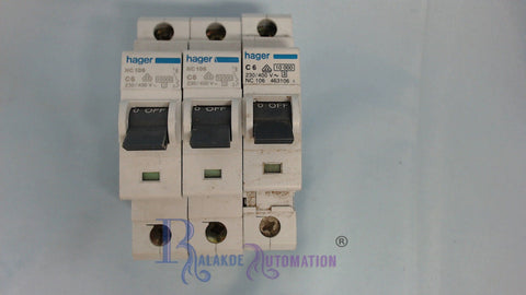 HAGER NC 106 C6 6A 6 AMP 10kA MCB BREAKER