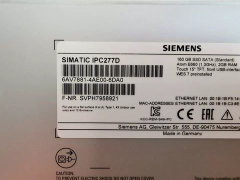 SIEMENS 6AV7881-4AE00-6DA0