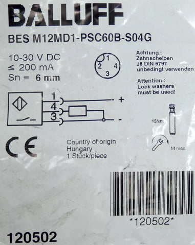 BALLUFF BES M12MD1-PSC60B-S04G