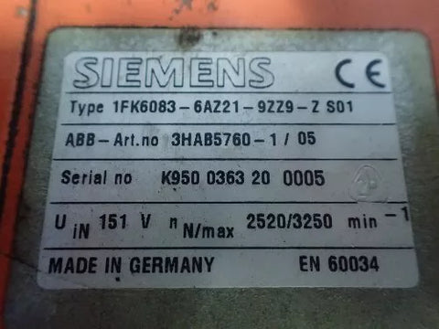 SIEMENS 1FK6083-6AZ21-9ZZ9-Z-S01