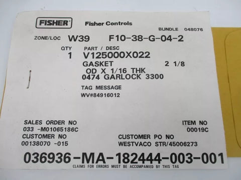 FISHER V125000X022