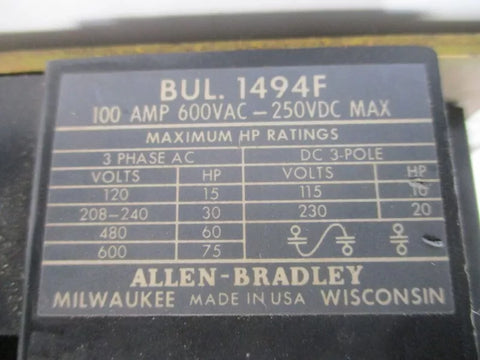 ALLEN BRADLEY 1494F-NF100