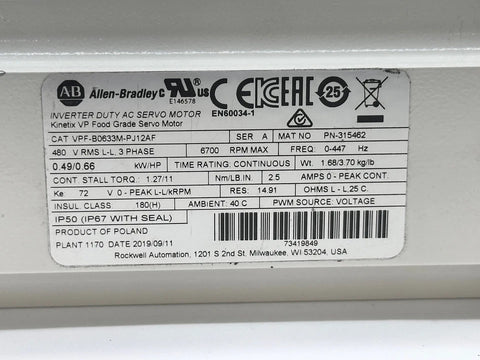ALLEN BRADLEY VPF-B0633M-PJ12AF