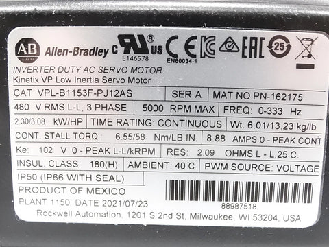 ALLEN BRADLEY VPL-B1153F-PJ12AS
