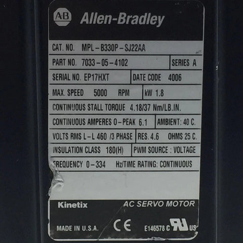ALLEN BRADLEY  MPL-B330P-SJ22AA