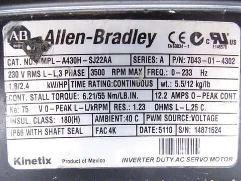 ALLEN BRADLEY MPL-A430H-SJ22AA