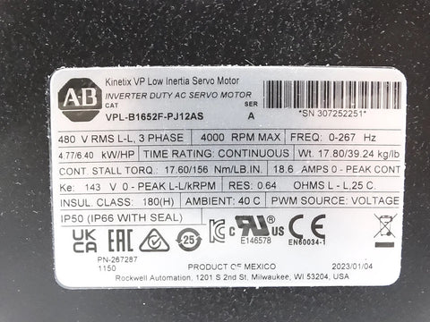 ALLEN BRADLEY VPL-B1652F-PJ12AS