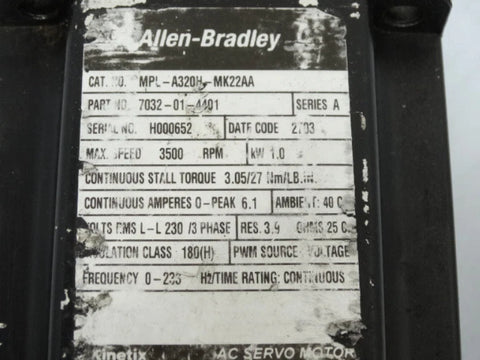 ALLEN BRADLEY MPL-A320H-MK22AA