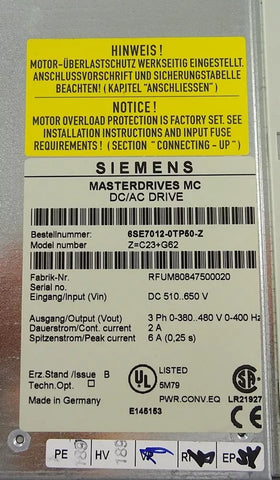 SIEMENS 6SE7012-0TP50-Z