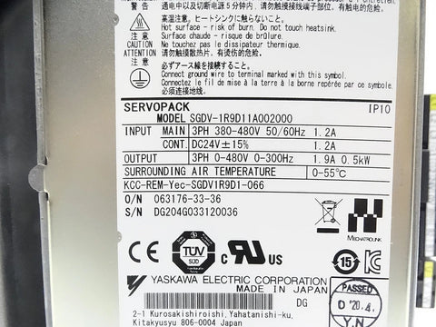 YASKAWA SGDV-1R9D11A002000