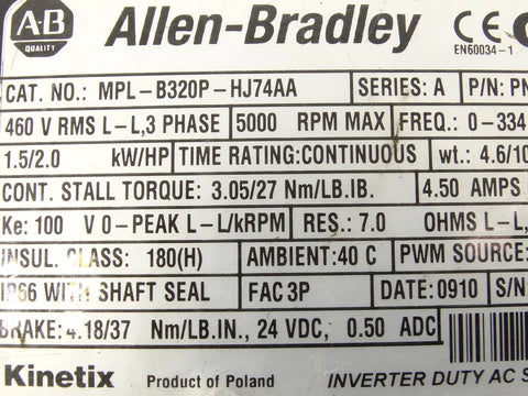 ALLEN BRADLEY MPL-B320P-HJ74AA
