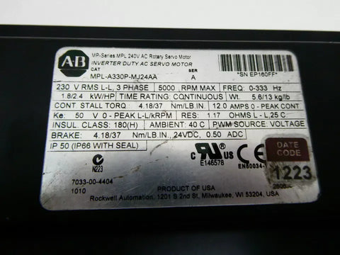 ALLEN BRADLEY MPL-A330P-MJ24AA