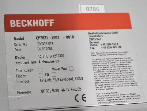 BECKHOFF CP7031-1003-0010