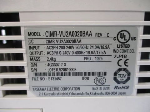 YASKAWA CIMR-VU2A0020BAA