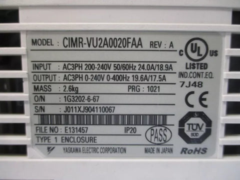 YASKAWA CIMR-VU2A0020FAA