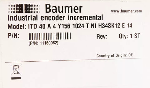 Baumer ITD 40A4 Y1564 1024 T NI H34SK12E