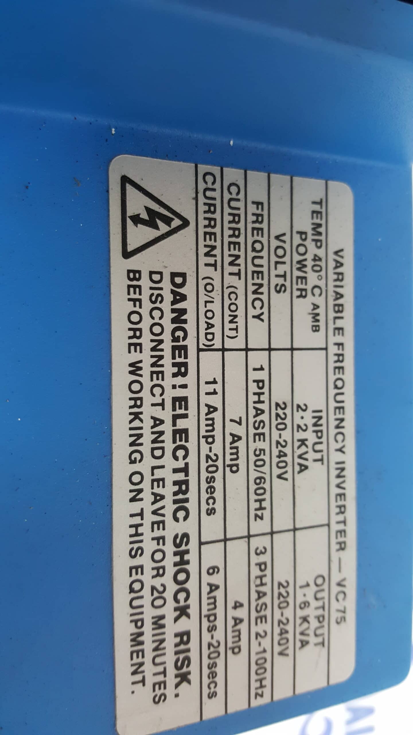 Jaguar / IMO cub Variable frequency inverter VC 75 estimated retail price £920-3065